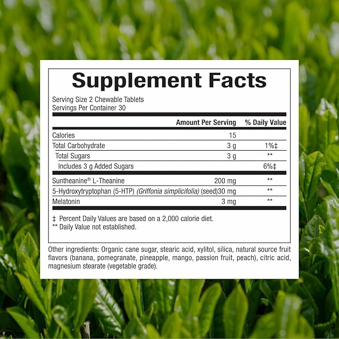 Natural Factors Tranquil Sleep - Calm Sleep Health Supplement - Relaxation Support Supplement with Melatonin &amp 5-HTP - 60 Chewable Tablets (30 Servings)