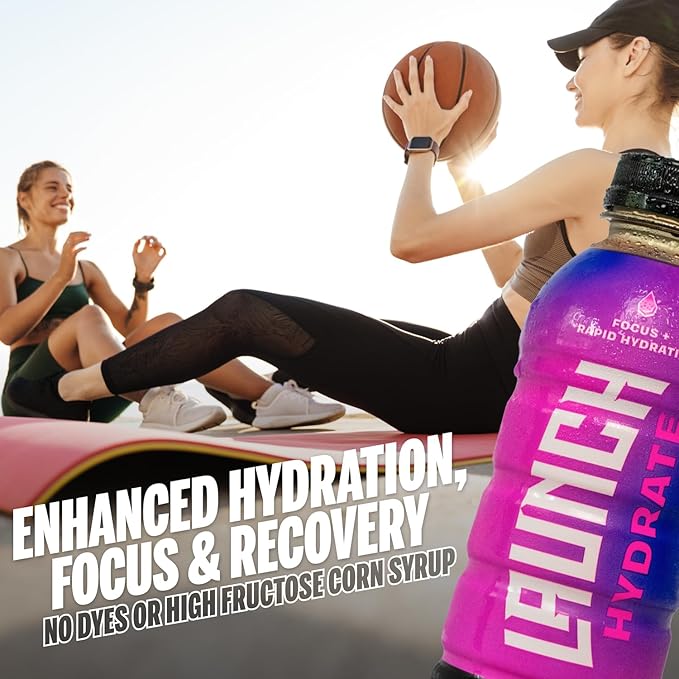 Sports Drink: Strawberry Lemon Flavor - 16.9 Oz (12 Pack) Energy Drink + Hydration Real Cane Sugar Electrolytes Cognizin for Focus Vitamin B12 Energy Boost L-Glutamine Hydration Formula No Arti