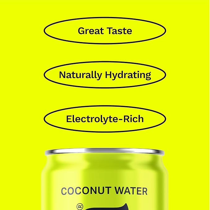CoAqua Organic Coconut Water 12 Pack Natural Electrolytes for Hydration Naturally Sweet Electrolyte Drink Potassium Pure Coconut Water Not from Concentrate Fat Free Low Sugar 16.9 Fl Oz Cans