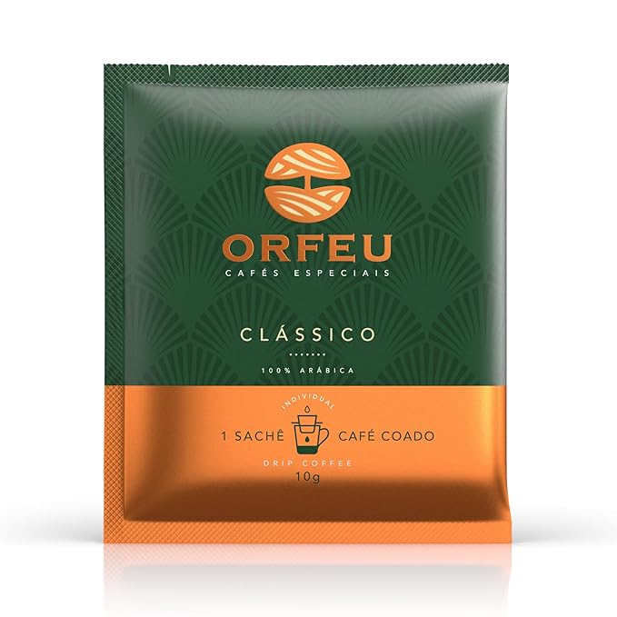 ORFEU - Specialty Coffee Classic - Drip Sachet - Arabica Medium Roast with Notes of Floral Fruity &amp Caramel - Velvety Smooth Body - 10 Units (3.52oz/100g)