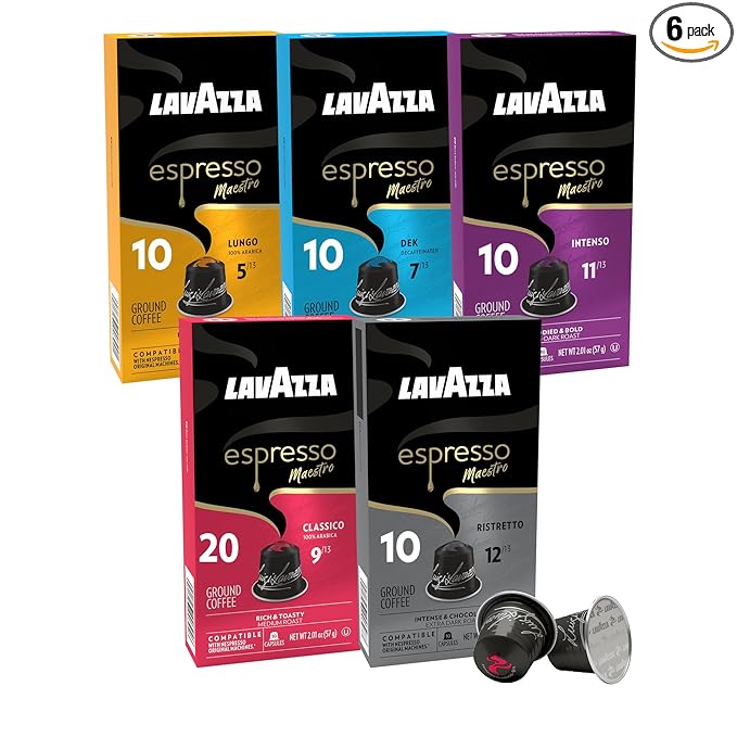 Lavazza Espresso Capsules Compatible with Nespresso Original Machines Variety Pack 10 Count (Pack of 6)