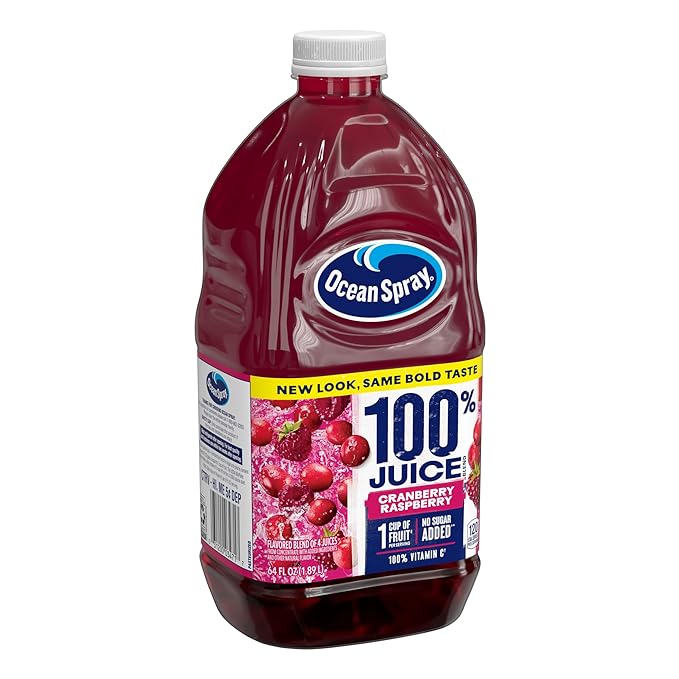 Ocean Spray® 100% Juice Cranberry Raspberry Juice Blend 64 Fl Oz Bottle (Pack of 8)