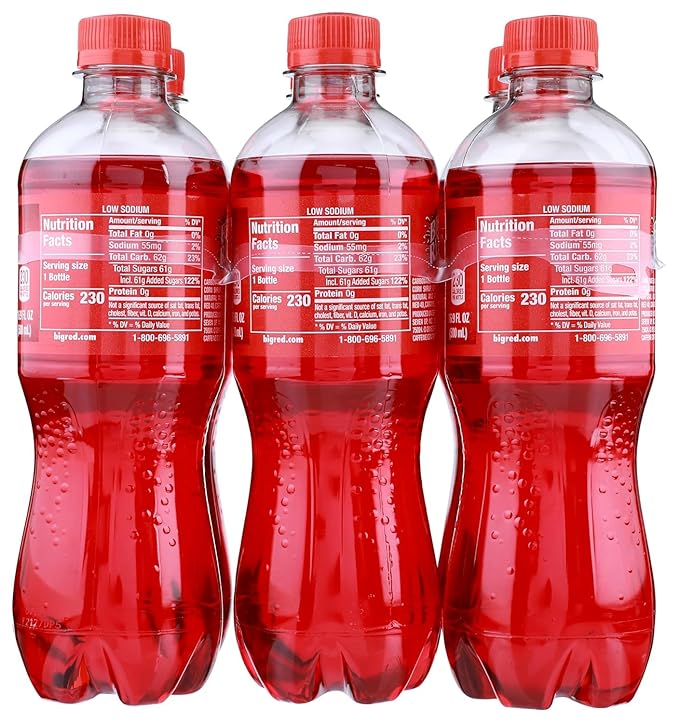 6 Pack of Soda Pop Big Red Soft Drink 16.9oz Bottles