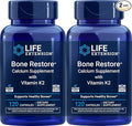 Life Extension Bone Restore Calcium Supplement with Vitamin K2 120 Capsules (Pack of 2)