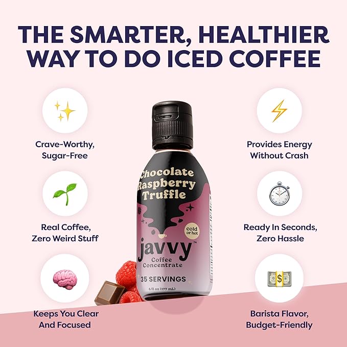 Coffee Concentrate - Limited Release Flavors - Cold Brew Coffee Perfect for Hot or Iced Instant Coffees Hot Drinks Cold Brew Concentrate 35 Servings - Chocolate Raspberry Truffle