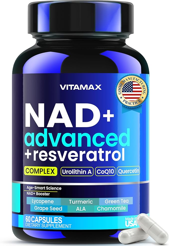 Liposomal NAD+ Supplement Extra Strength | Urolithin A Resveratrol CoQ10 - Women &amp Men - ALA Green Tea Quercetin Lycopene | High Purity Energy &amp Regeneration - Made in USA – 60ct