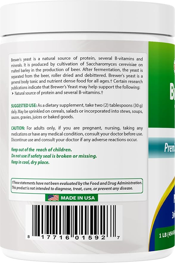 Best Naturals 2 Pack 100% Pure Brewers Yeast Powder - 16 oz - Supports for Increased Breast Milk Supply During Breastfeeding Lactation Digestive Health