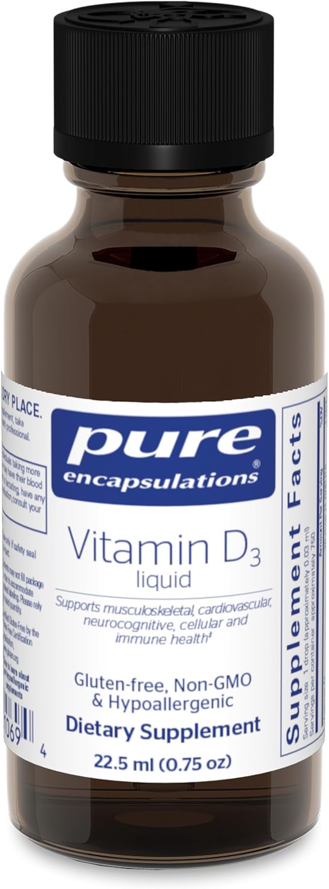 Pure Encapsulations Vitamin D3 Liquid | Supplement to Support Bone Breast Cardiovascular Colon and Immune Health* | 0.75 fl. oz.