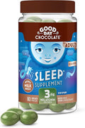 Good Day Chocolate Melatonin for Adults [ 80 Count ] - Fair Trade Non-GMO Chocolate with Chamomile and Melatonin 3 mg - Adult Melatonin Adult Natural Sleep Aid Supplement