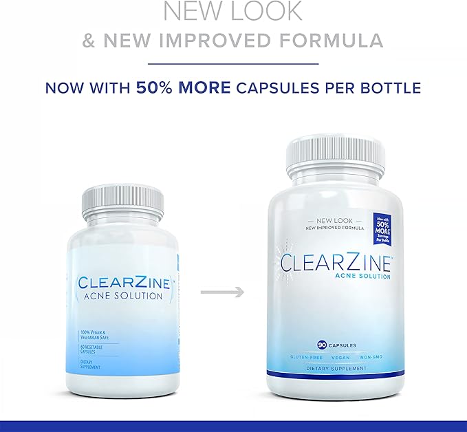 Acne Pills for Teens &amp Adults | Clear Skin Supplement Vitamins for Hormonal &amp Cystic Acne | Stop Breakouts Oily Skin and Zits 90 Caps