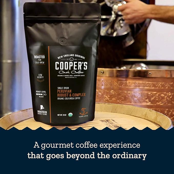 Peruvian Organic Cold Brew Coffee Single Origin &amp Gourmet Beans Tasting Notes Of Caramel With A Touch of Cherry &amp Orange Medium Roast Coarse Ground Beans 1 lb Coffee Bag