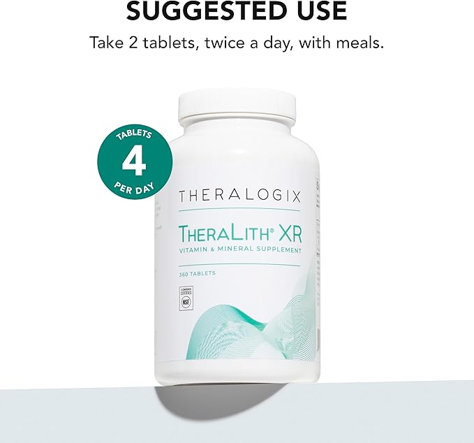 Theralogix TheraLith XR Vitamin &amp Mineral Supplement - Supports Healthy Urine Chemistry &amp Calcium Oxalate Levels with Magnesium Vitamin B6 &amp Potassium* - NSF Certified - 360 Tablets