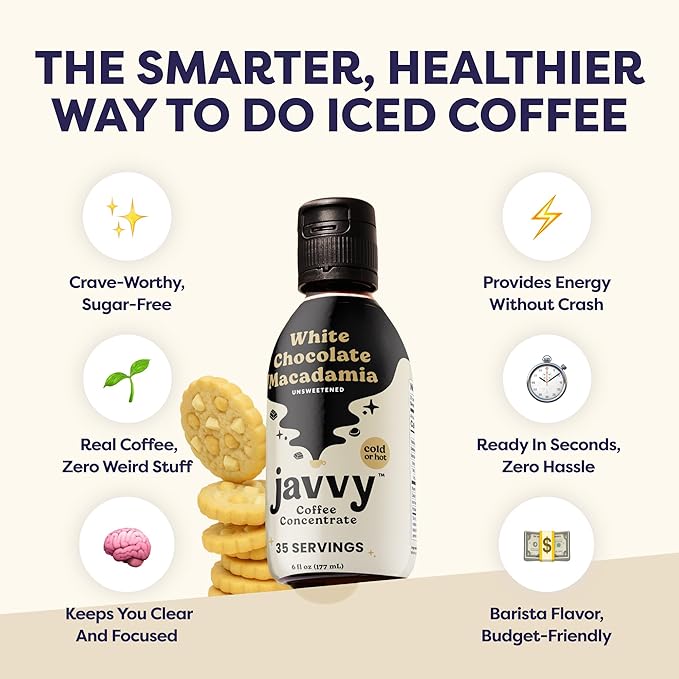 Coffee Concentrate - Limited Release Flavors - Cold Brew Coffee Perfect for Hot or Iced Instant Coffees Hot Drinks Cold Brew Concentrate 35 Servings - White Chocolate Macadamia