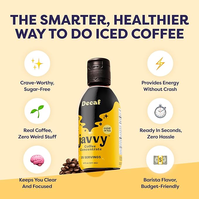 Coffee Concentrate - Cold Brew Coffee Perfect for Hot or Iced Instant Coffees Hot Drinks Cold Brew Concentrate 35 Servings - Original Decaf