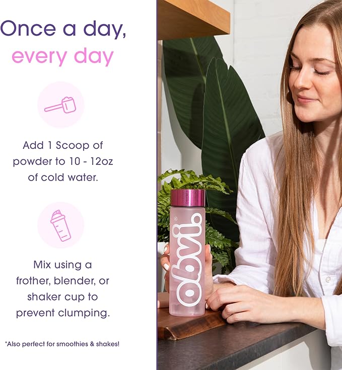 Obvi Hydration Powder | Electrolyte &amp Collagen Peptide Complex | 5 Types of Collagen with Hyaluronic Acid | Supports Skin Elasticity &amp Joint Health | Sugar-Free | Raspberry Rose 30 Servings