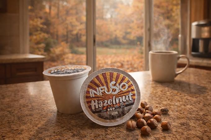 InfuSio Hazelnut Coffee Pods Single Serve Coffee Pods for Keurig K Cups Brewers - Premium Roasted 96 Count