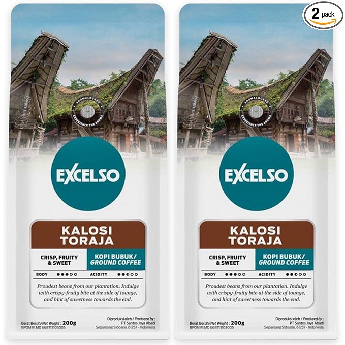 Excelso Kalosi Toraja Ground Coffee 200g (Pack of 2)