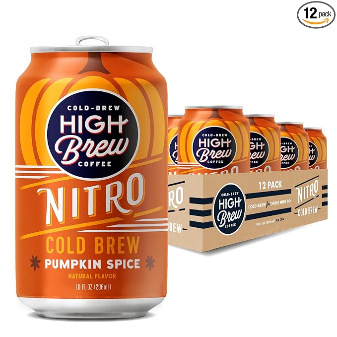 High Brew Coffee Nitro Pumpkin Spice Cold Brew Coffee 10 Fl Oz Ready-To-Drink (Pack of 12)