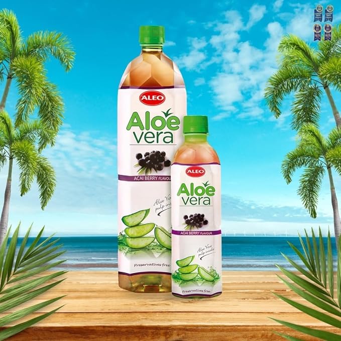 ALEO 1.5L x 12 Premium Acai berry Aloe Vera Drink - Natural No Preservatives No Artificial Colors Superior Taste Award 2025