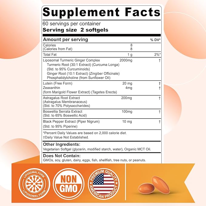 Hydrolyzed Collagen Peptides Pills + Liposomal Turmeric Ginger Lutein Supplement