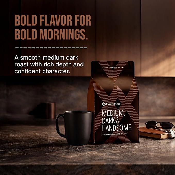 Couple's Coffee | Malibu Vanilla Flavored + Medium Dark and Handsome Coffee | Medium &amp Medium Dark Roast Ground Coffee | Valentine’s Day | His and Hers | 12oz | 100% Arabica