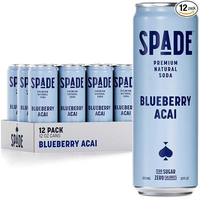 Spade Soda Blueberry Acai 12 fl oz (Pack of 12)