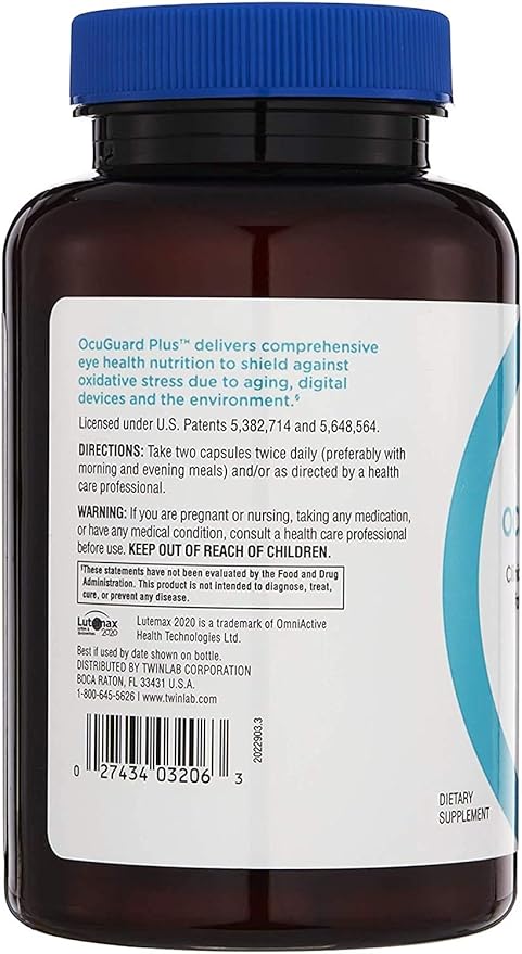 Twinlab Ocuguard Plus - Eye Supplement with Zinc Vitamin A C &amp D - 60 Veggie Capsules