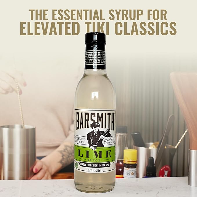 Barsmith Bar Essentials Sweetened Lime Juice - Lime Juice for Cocktails Made with Cane Sugar - No Artificial Flavors or Preservatives - Ideal for Margaritas Gimlets &amp Daquiris - 12.7oz (Pack of 6