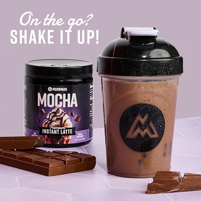 Premium All-Natural Chocolate Mocha Flavored Instant Coffee Cold Brew Latte Mix - 8 Servings - High Caffeine Rich &amp Flavorful Gluten-Free Convenient | MADRINAS
