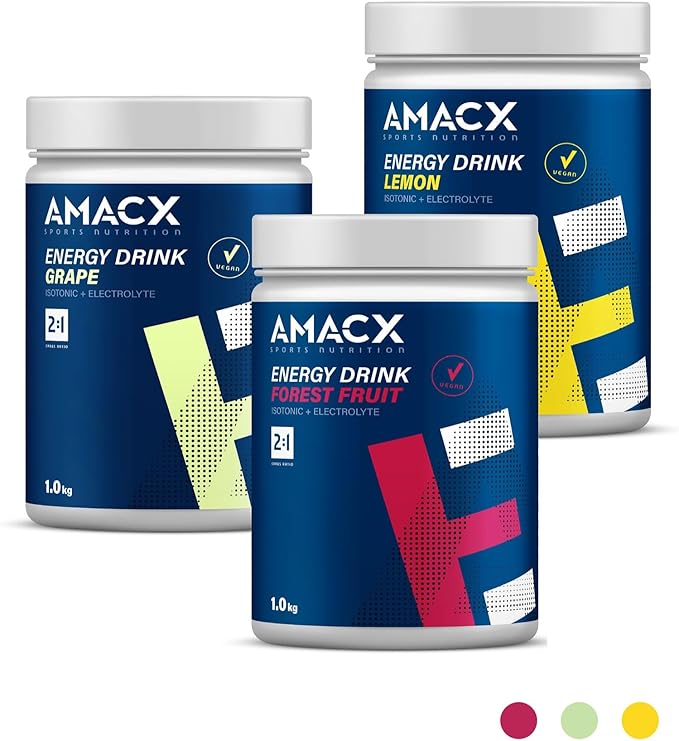 Amacx Energy Drink Powder for Endurance Athletes – 1kg – Isotonic Sports Drink + Electrolytes Powder Drink Mix – Maltodextrin (Glucose) + Fructose Without Artificial Additives (1kg Forest Fruit)