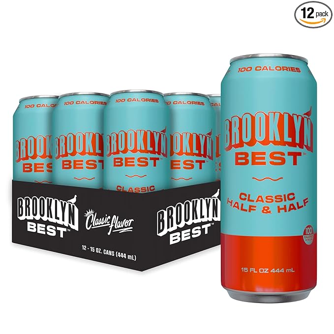Brooklyn Best Classic Half and Half - Iced Tea and Lemonade Not too Sweet Better for You Drink - 15 Fl Oz (Pack of 12)
