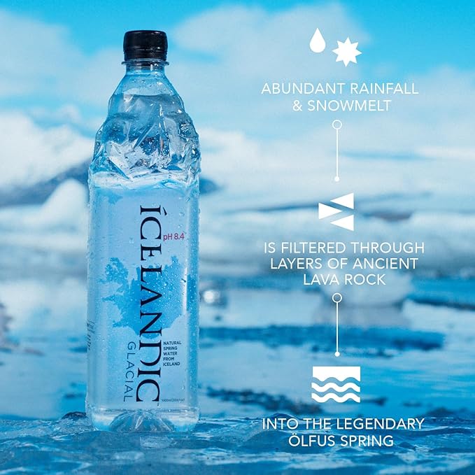 Icelandic Glacial Natural Spring Alkaline Water 50.7 Fl Oz (Pack of 12)