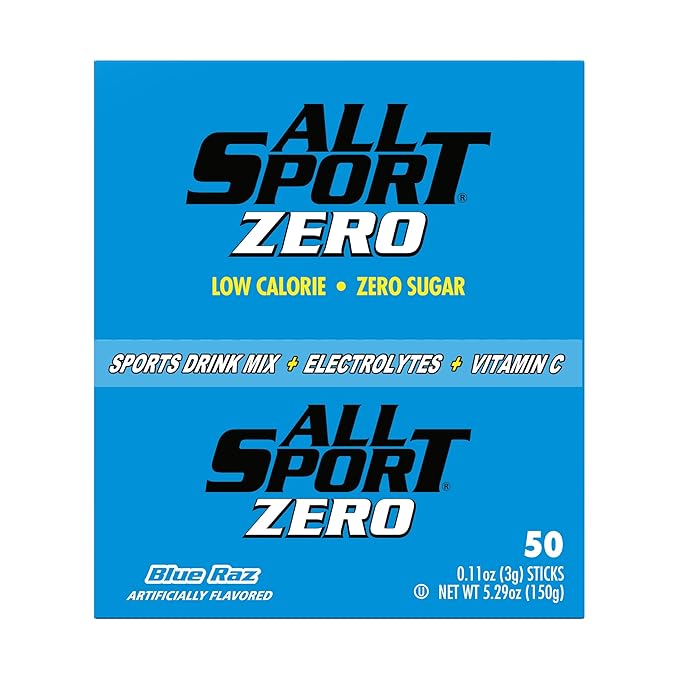 All Sport Powder Hydration Sticks Zero Calorie Performance Electrolyte Drink Mix Sugar Free BLURAZ 50 Ct box