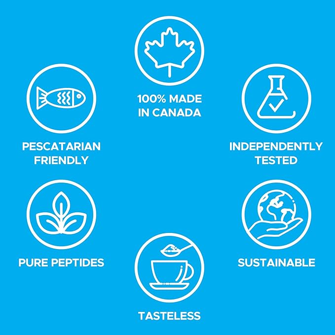 DeepMarine Collagen 100% Canadian Made Collagen Peptides Wild-Caught Collagen Powder Hydrolyzed Marine Collagen - 30 Day Supply - Gluten-Free Tasteless Odourless Keto and Paleo Friendly