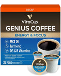 Decaf Genius Keto Coffee Pods with MCT Oil Turmeric and B Vitamins by VitaCup for Focus in Single Serve Pod Compatible with K-Cup Brewers Including Keurig 2.0 32 CT