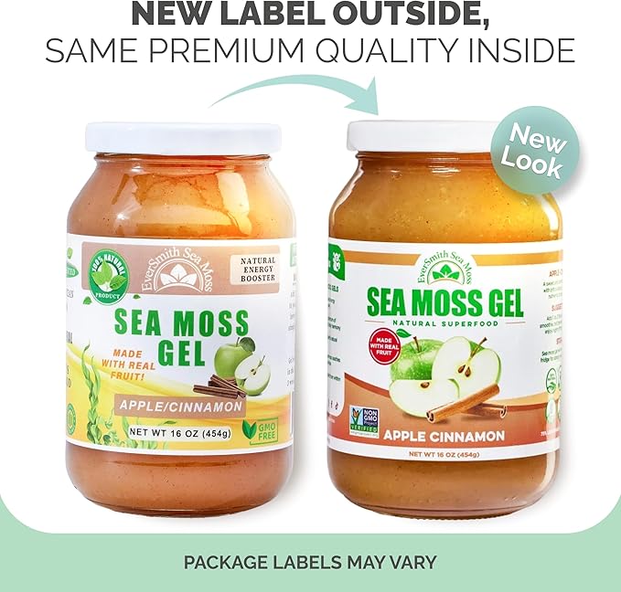 Wildcrafted Irish Sea Moss Gel | Made in USA | Rich in Vitamins &amp Minerals | Sea Moss Gel Raw | Nutritional Supplement | Apple (16 oz)