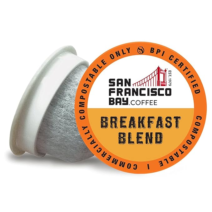SF Bay Breakfast Blend Coffee OneCup – 72 Count Compostable Coffee Pods – Medium Roast Arabica – Compatible with Most Keurig K-Cup Brewers