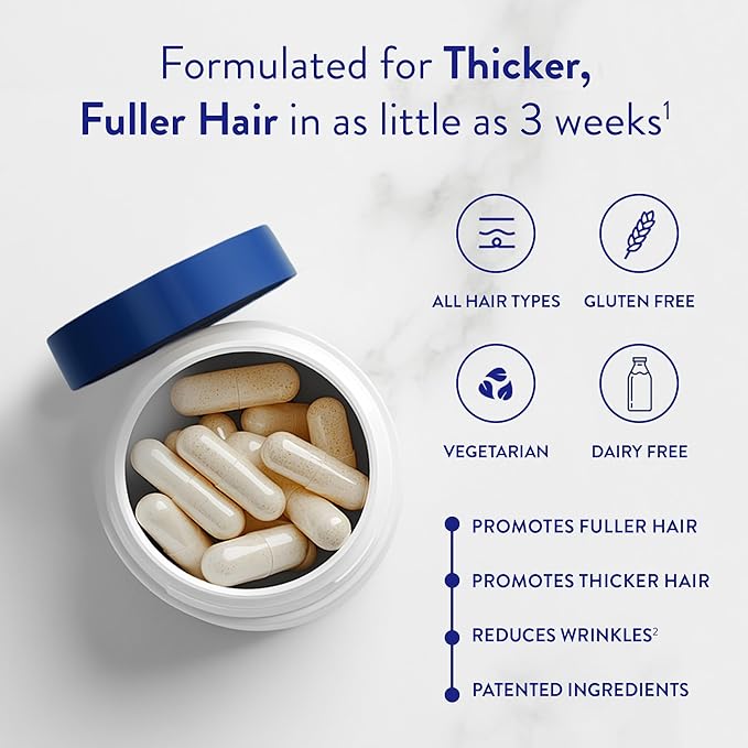 Routine Wellness Hair Growth Supplement – CLINICALLY Tested Thicker Fuller-Looking Hair Support with Biotin &amp Key Nutrients Vegetarian &amp Gluten-Free Vitamins - 1 Bottle 30 Day Supply