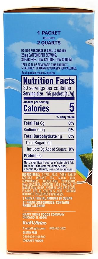 Crystal Light Peach Iced Tea Drink Mix 12-Quart Canister (Pack of 8)