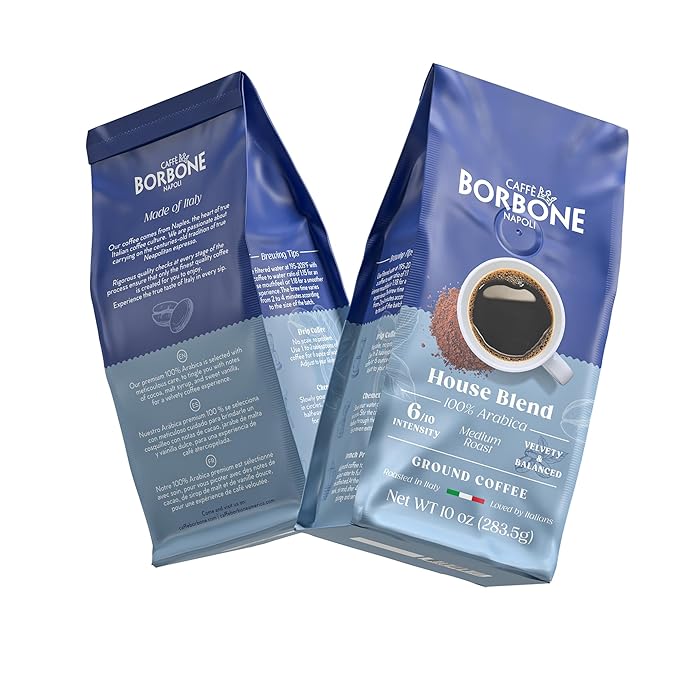 Caffè Borbone House Blend Ground Coffee (60 ounces) - Medium Roast 100% Arabica Expertly Roasted in Italy for a Rich and Smooth Taste 6 Bags (10 oz each)