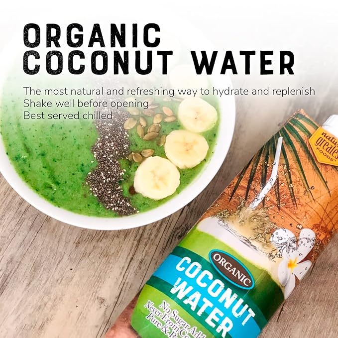 Nature's Greatest Foods Organic Coconut Water USDA Organic Certified No Sugar Added Never from Concentrate Pure &amp Refreshing 33.8 fl oz (Pack of 6)