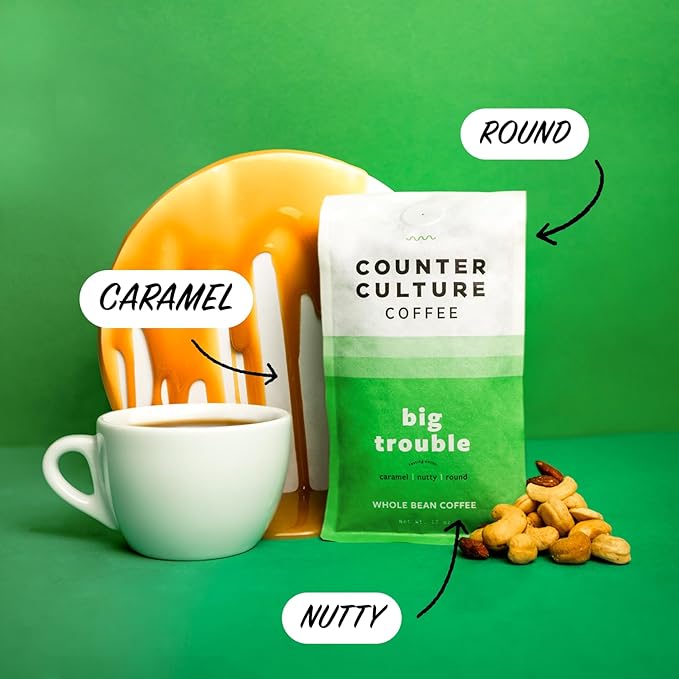 Counter Culture Coffee Big Trouble - Medium Roast Sustainably Farmed Kosher Whole-Bean Coffee 12oz (1 Bag)