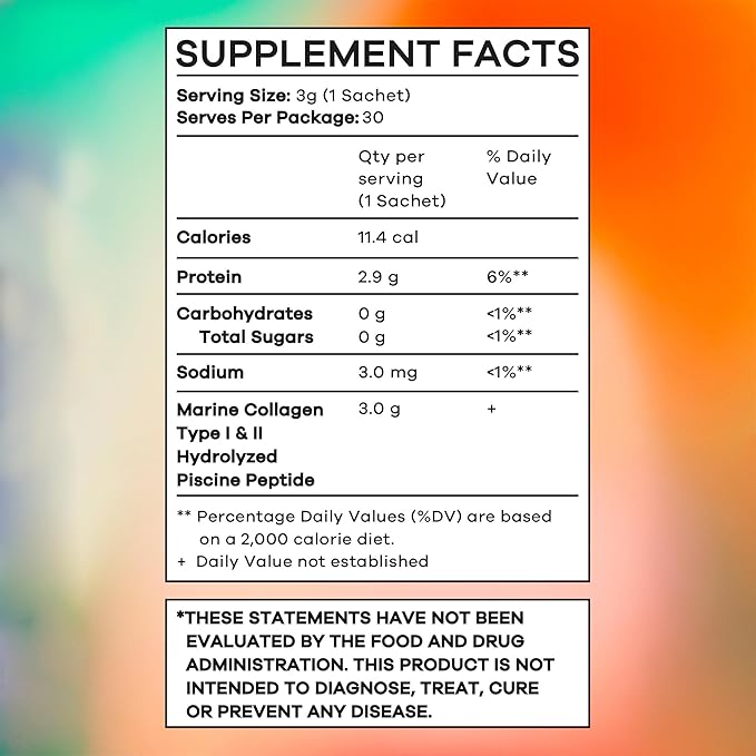 Vida Glow Marine Collagen Powder - Anti Aging Supplement with Collagen Peptides Promotes Glowing Skin Strong Nails Healthy Hair | 30 Servings Original Flavor