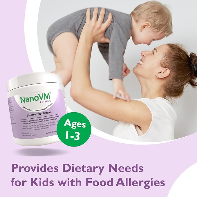 1-3 Years Allergen-Free Multivitamin for Kids Unflavored Dietary Supplement Powdered Supplement with 14 Vitamins &amp 13 Minerals Low-Carbohydrate Toddler Vitamins 275g - Solace Nutrition