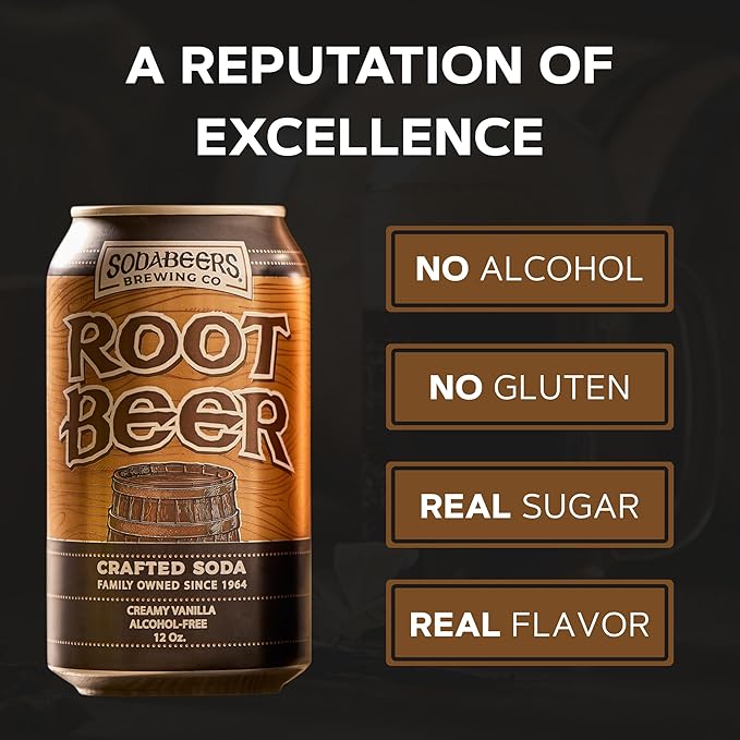 Root Beer | SodaBeers Brewing Co | Alcohol-Free Gluten-Free Crafted Sodas Made With Natural Flavors and Real Sugar Refreshing Fruit Beverages (12 Cans)
