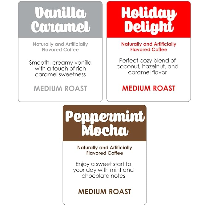Donut Cafe Holiday Pack (Holiday Delight Pmint Mocha VanCaramel) 60ct Single Cup