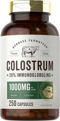 Carlyle Colostrum Capsules | 1000mg | 250 Count | 20% IGG | Non GMO Gluten Free Supplement | by Herbage Farmstead