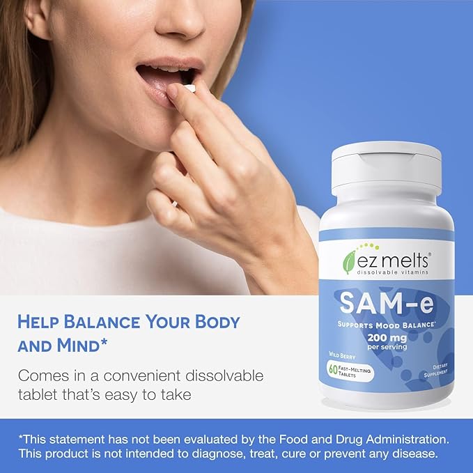 EZ Melts Dissolvable SAM-e Supplement 200 mg Sugar-Free 1-Month Supply - 1 Pack