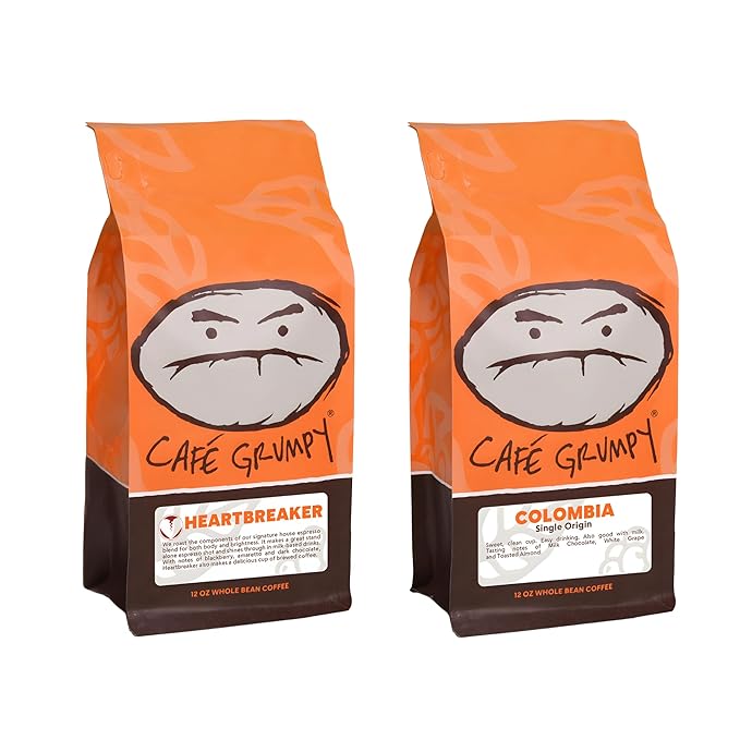 Café Grumpy Signature Collection: Heartbreaker &amp Colombia Medium Roast Whole Bean Coffee Duo (12oz Bags)