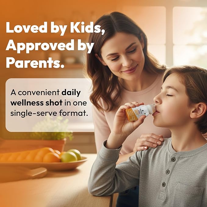 Bee and You Kids Propolis Immune Day Time Shot - Probiotic Vitamin C Vitamin D3 Zinc Immune Support Gut Health Digestive Health 1.69 Fl. oz 12 Pack